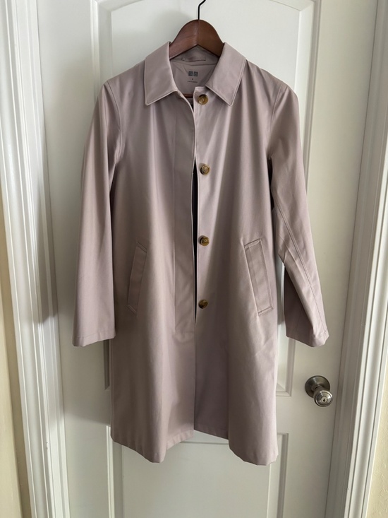 Uniqlo Jackets & Blazers - EUC Uniqlo dusty pale pink/mauve trench Blockteck fabric women's size medium